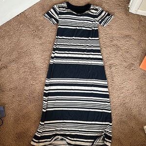 Blue stripe dress.